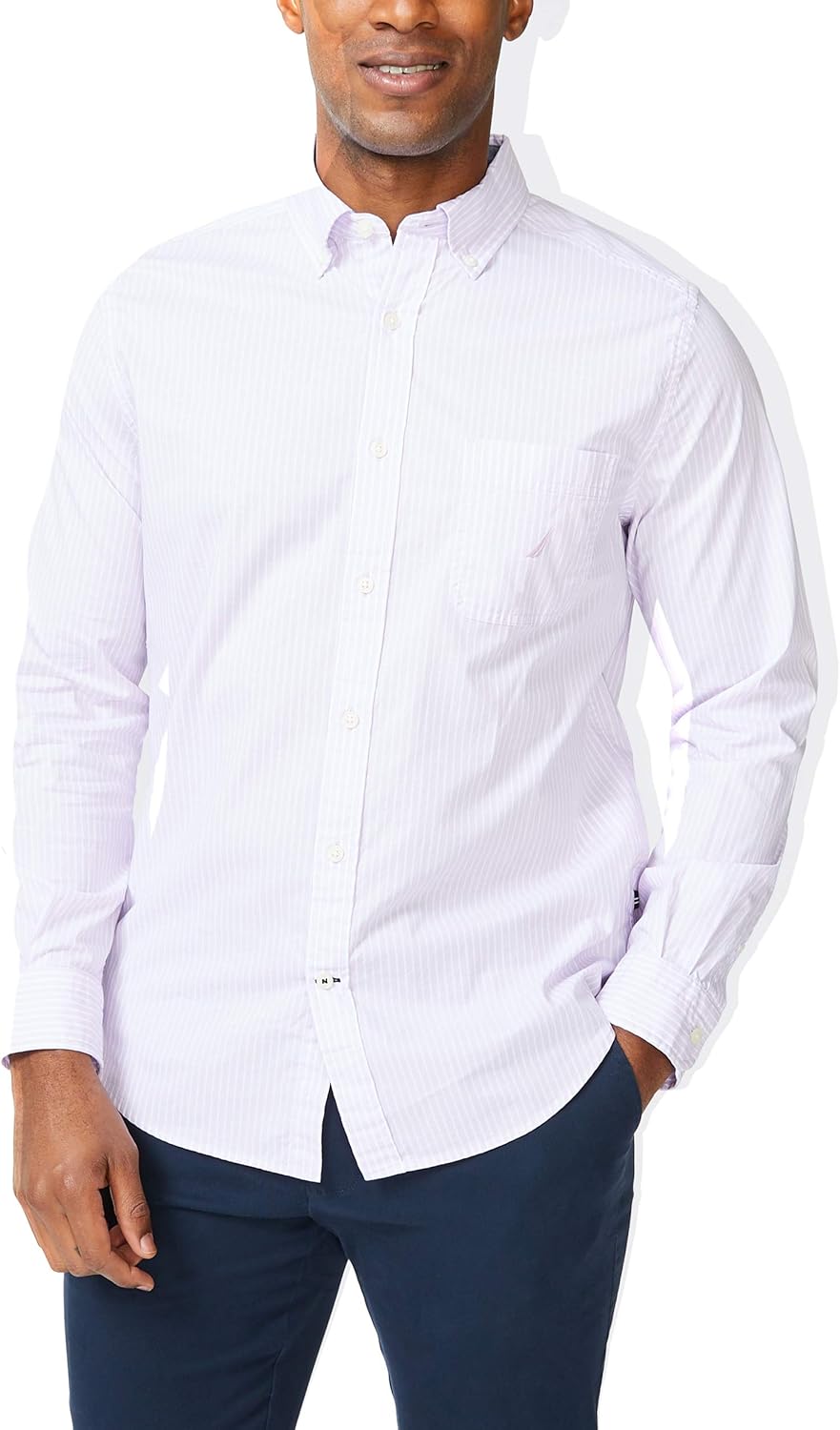 Nautica Men's Classic Fit Stretch Solid Long Sleeve Button Down Shirt