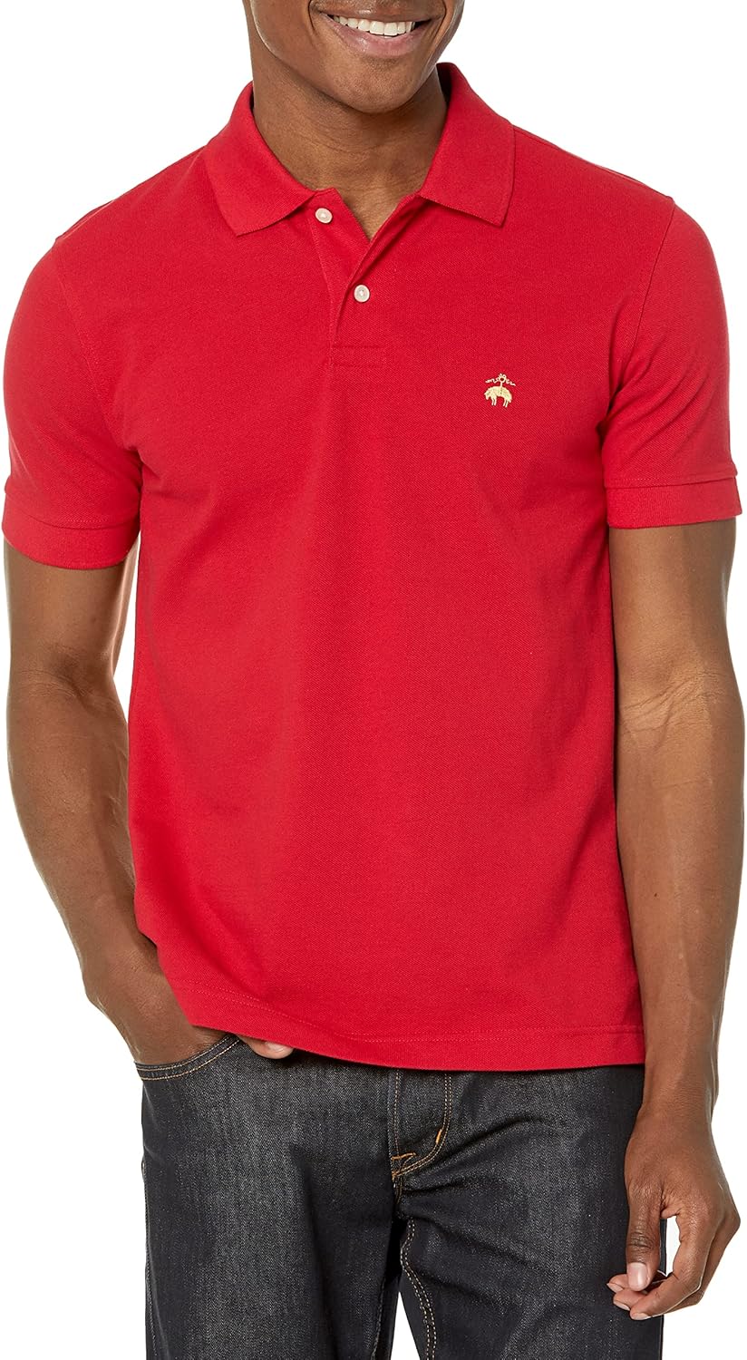 Brooks Brothers Men's Cotton Pique Stretch Logo Short Sleeve Polo Shirt