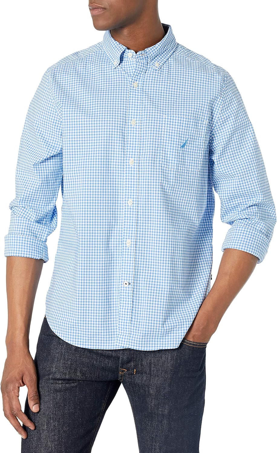 Nautica Men's Classic Fit Stretch Solid Long Sleeve Button Down Shirt