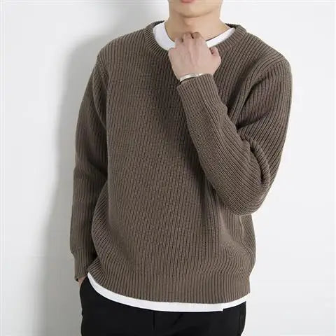 Southern Gent  Coarse Wool Crewneck Sweater: Relaxed Fit Knitwear