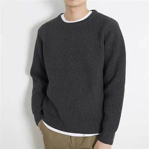 Southern Gent  Coarse Wool Crewneck Sweater: Relaxed Fit Knitwear