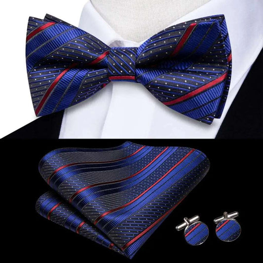 Southern Elegance Solid Silk Men's Bow Tie, Hanky & Cufflinks Set - LH-2576