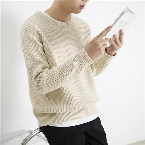 Southern Gent  Coarse Wool Crewneck Sweater: Relaxed Fit Knitwear