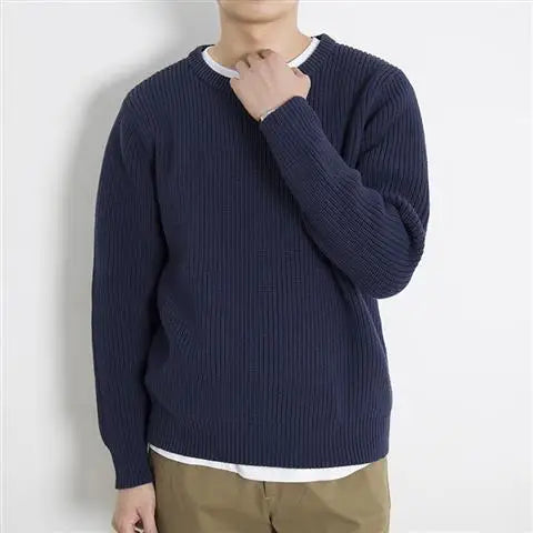 Southern Gent  Coarse Wool Crewneck Sweater: Relaxed Fit Knitwear